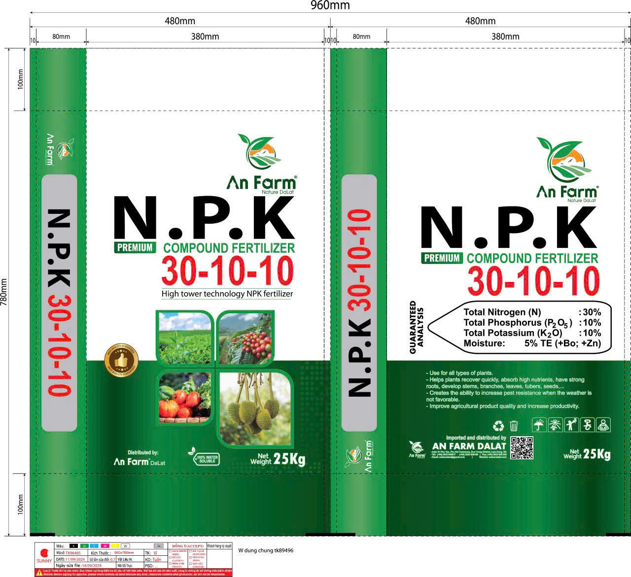 NPK 30-10-10, NPK 30-10-10 An Farm Dalat